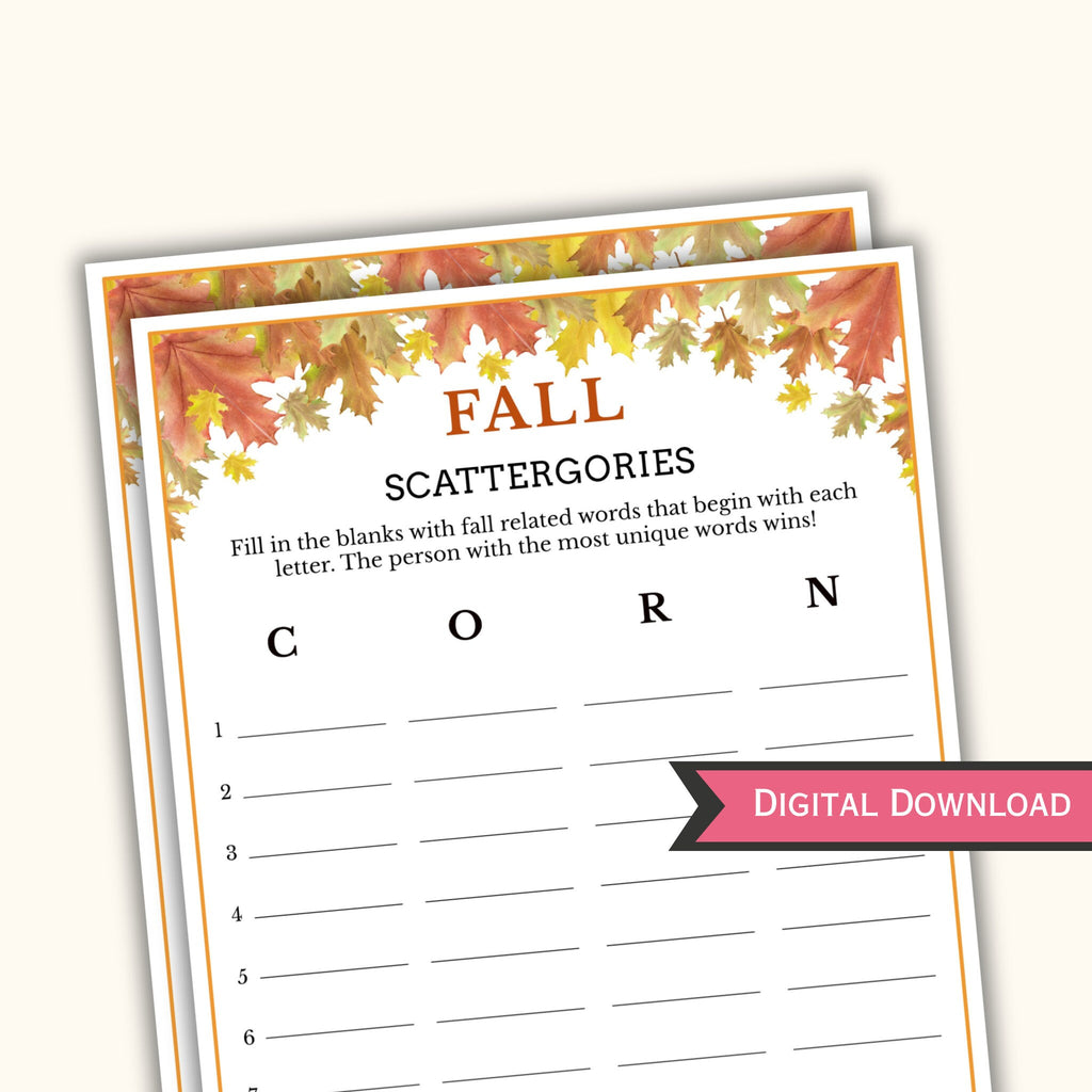 Fall Scattergories Game