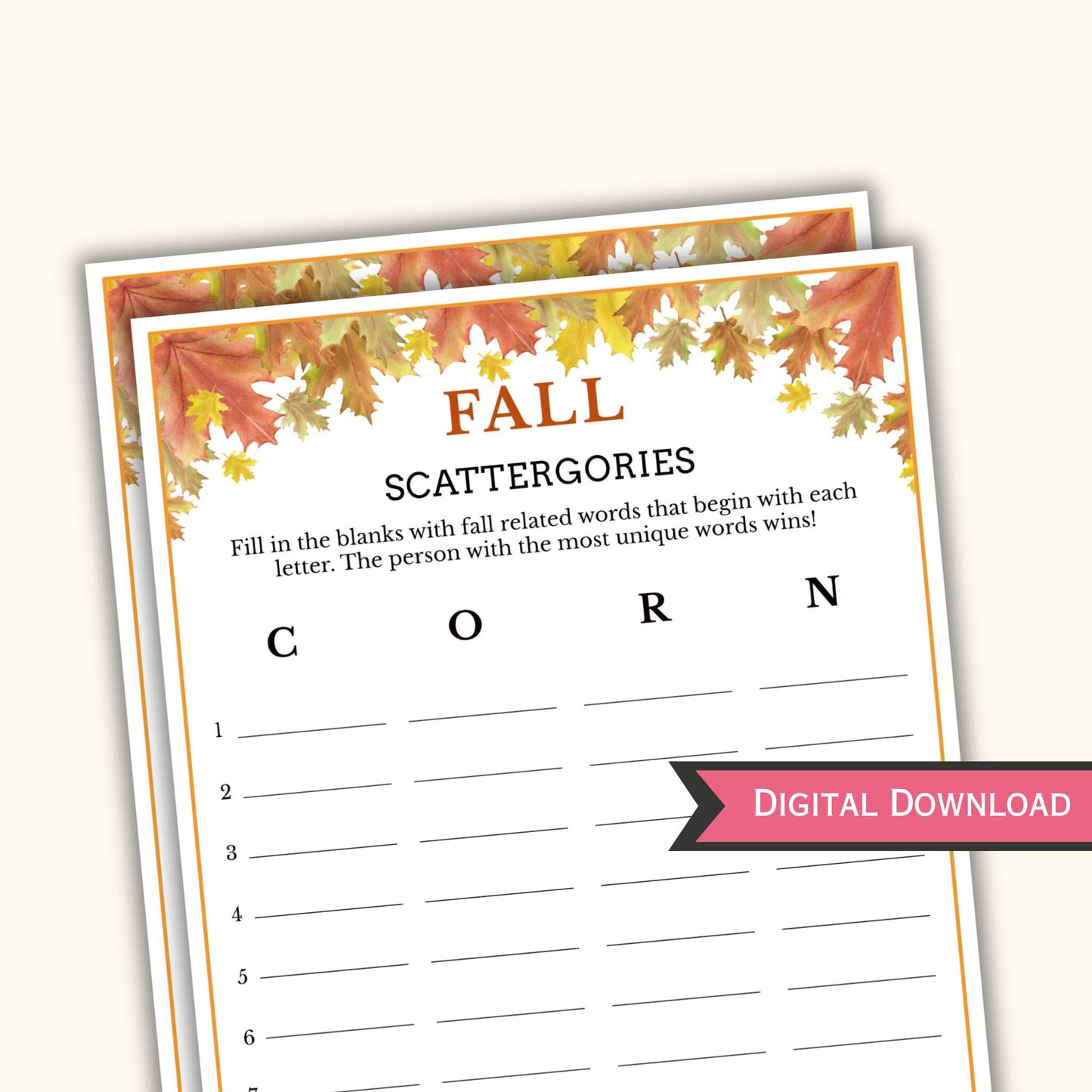 Fall Scattergories Game