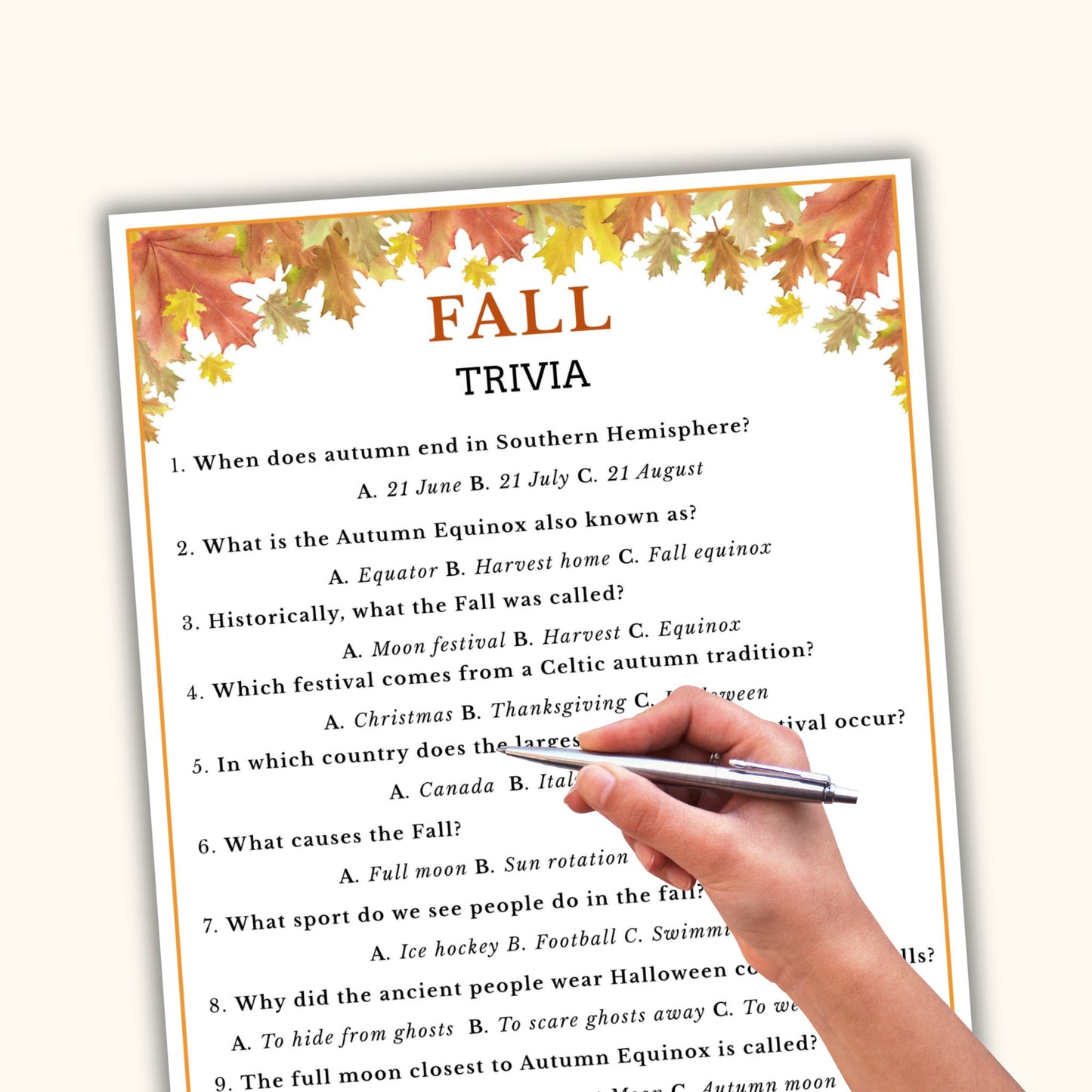 Fall Trivia Game