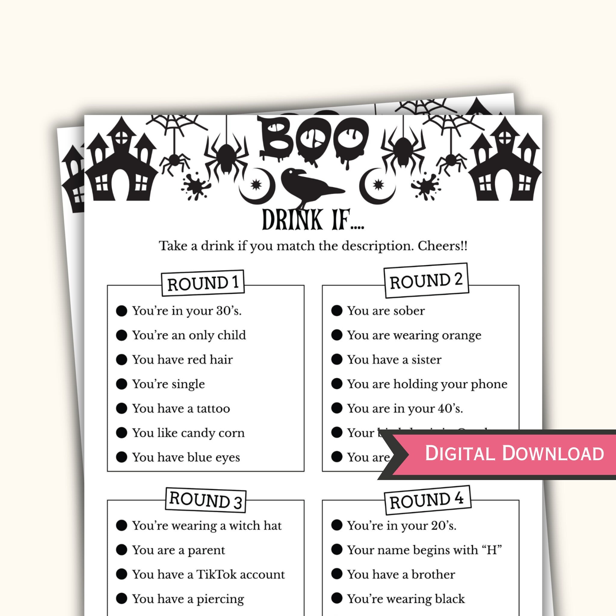 Halloween Drink If - Printable Halloween Game for Adults