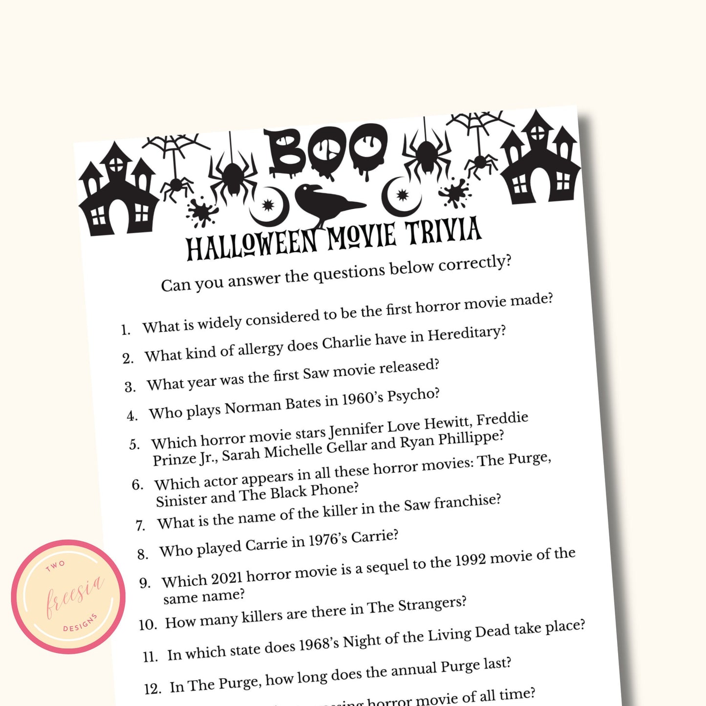 Halloween Movie Trivia Game