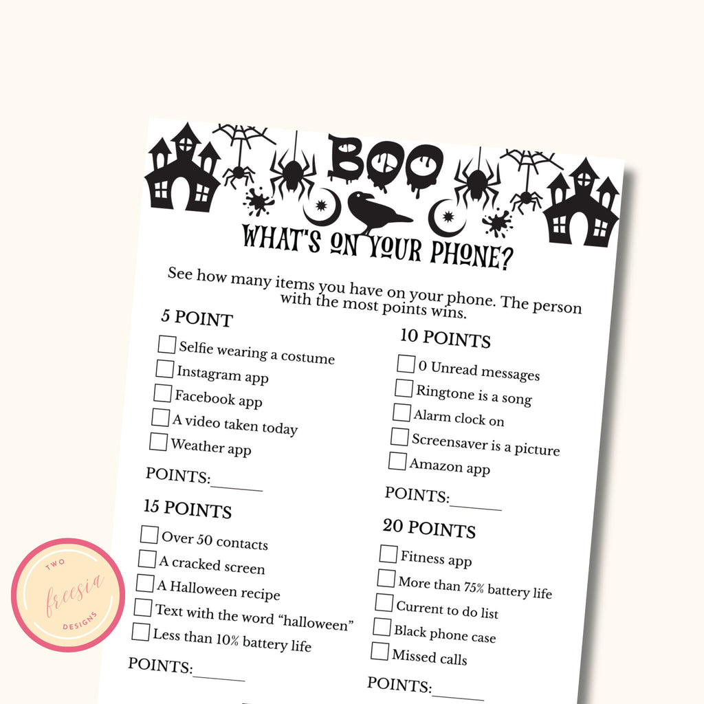 Halloween What's on your Phone Game