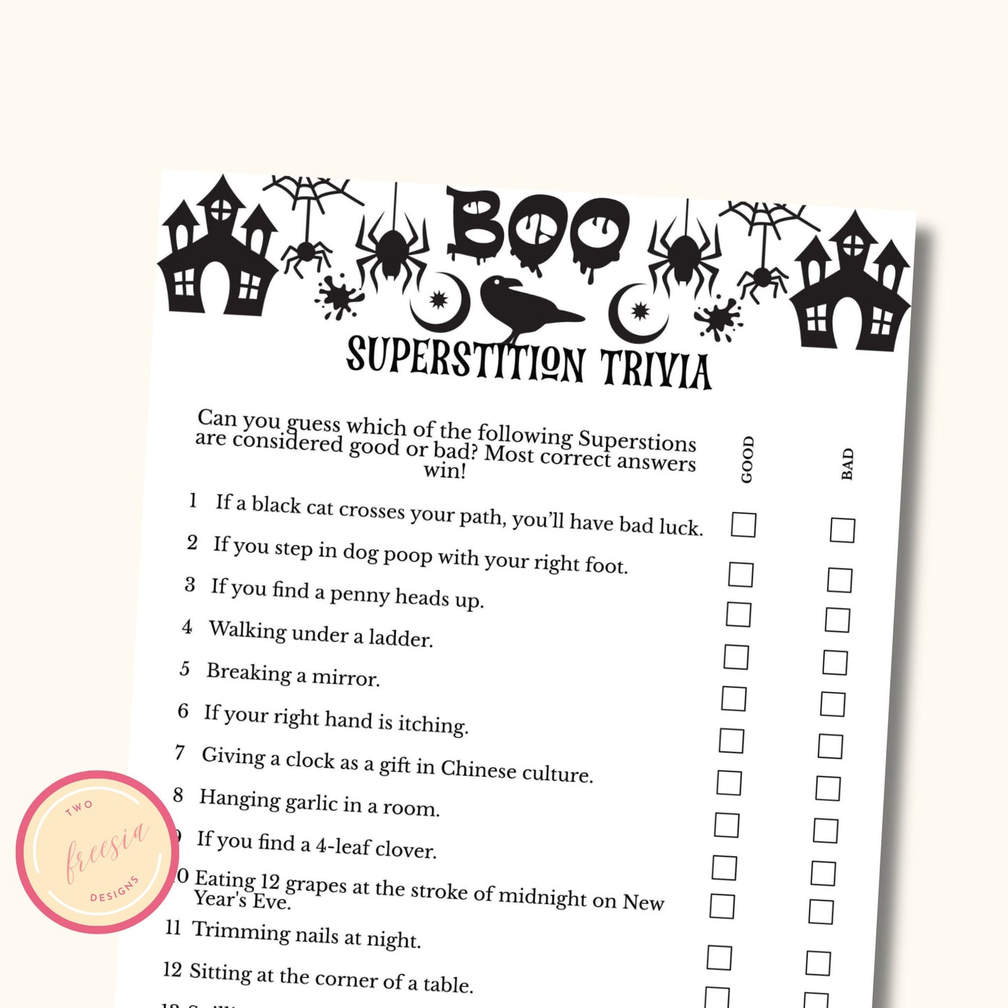 Halloween Superstition Trivia Game