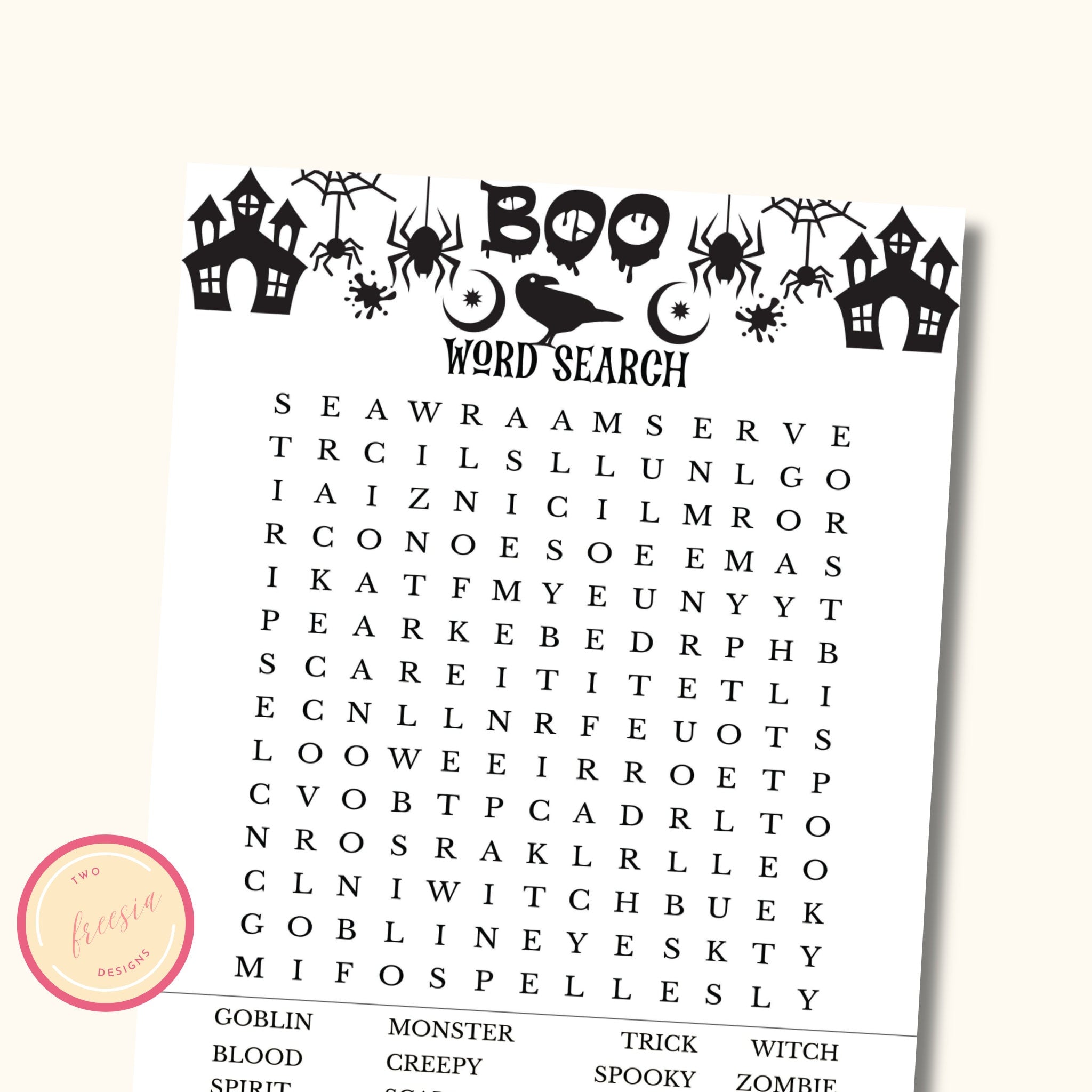 Halloween Word Search Game - Printable