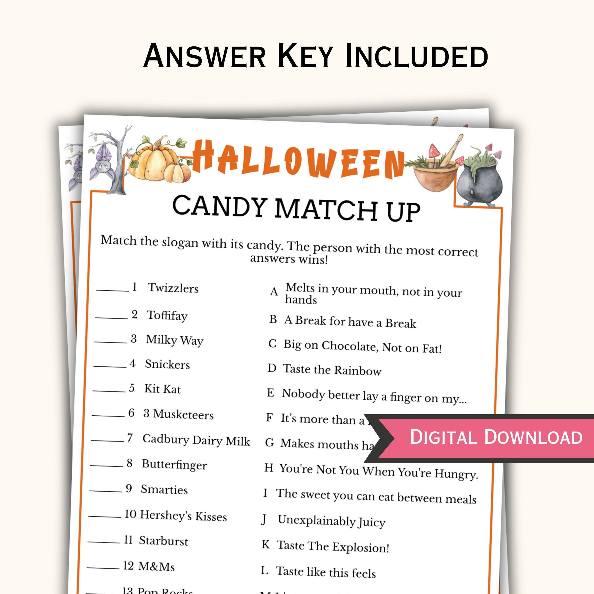 Halloween Candy Match Up Game