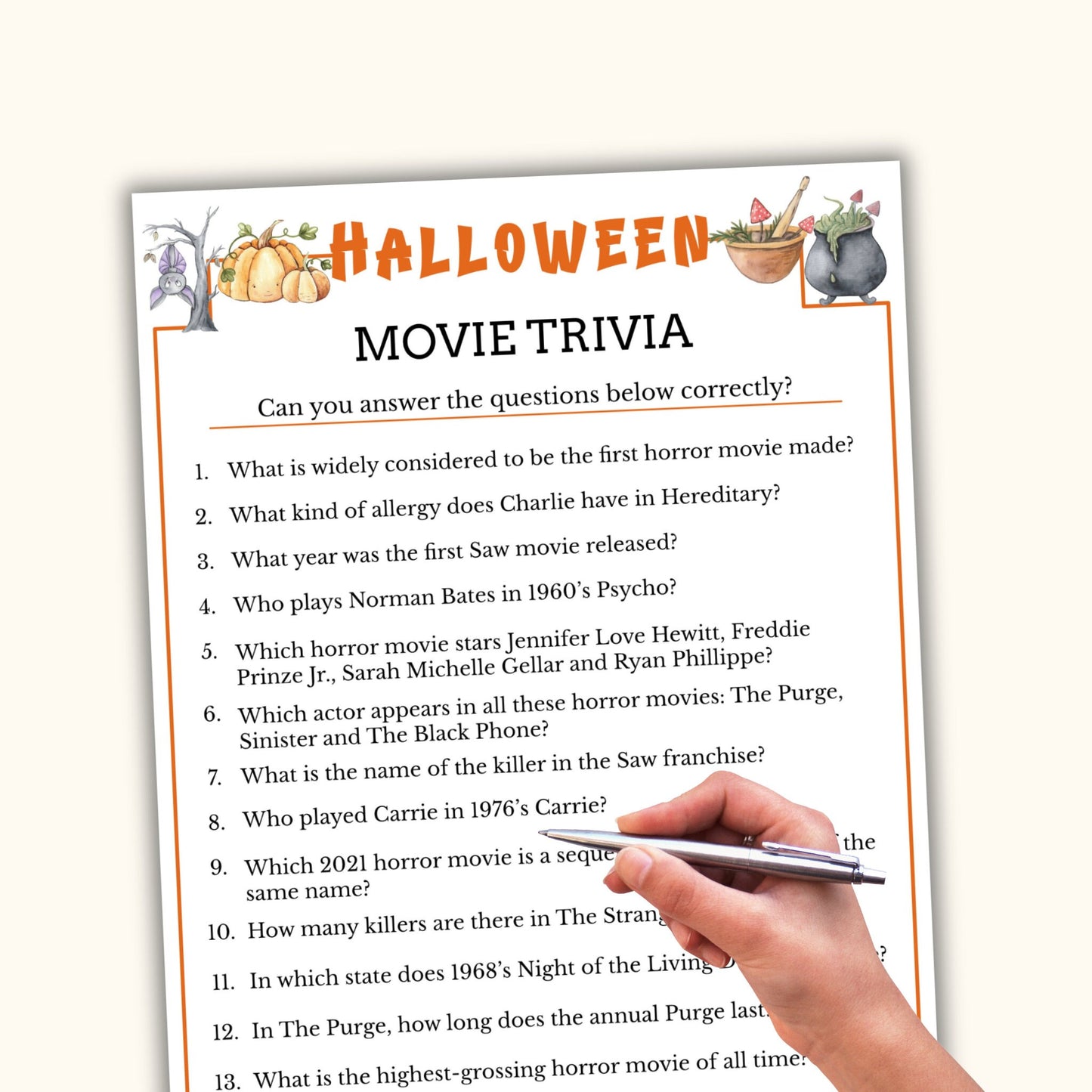 Halloween Movie Trivia Game