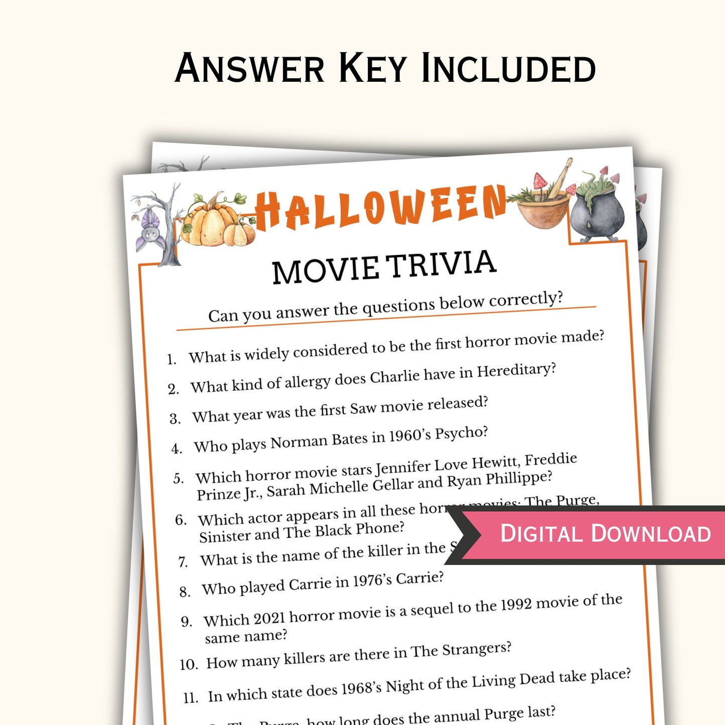 Halloween Movie Trivia Game