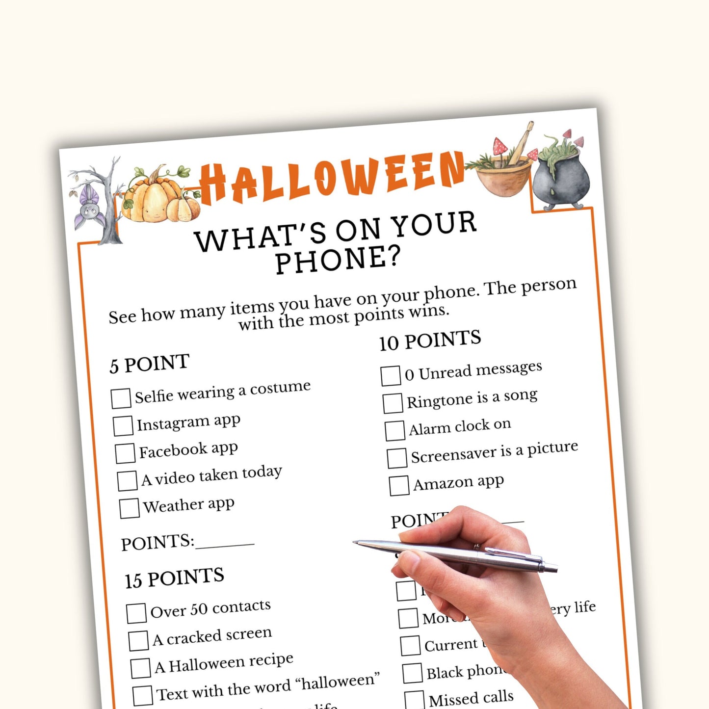 What's on Your Phone - Halloween Party Game