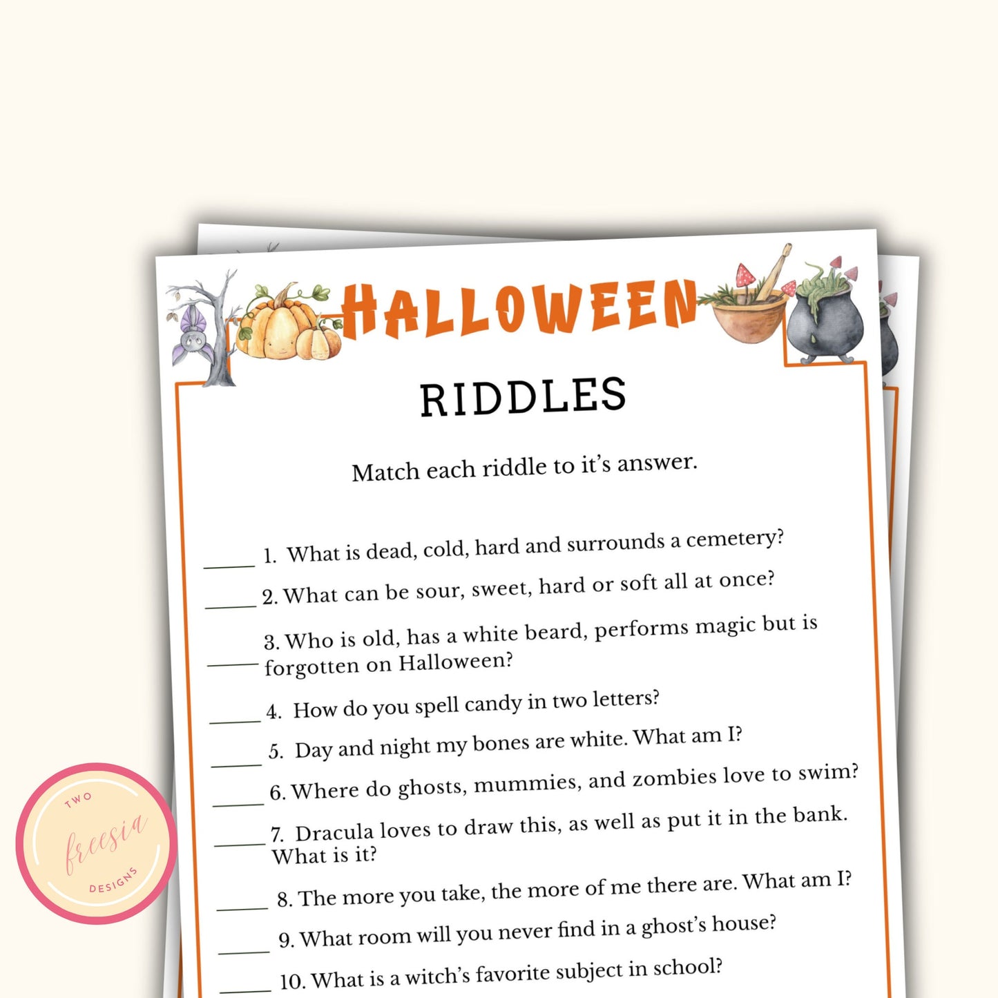 Halloween Riddles Game - Printable