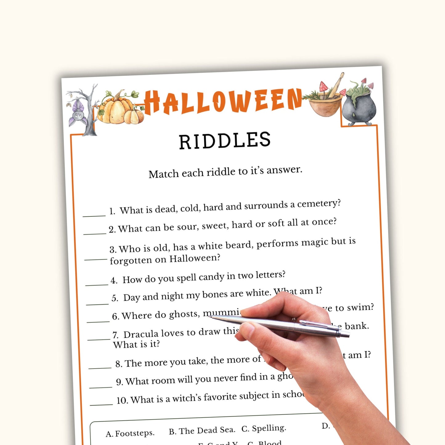 Halloween Riddles Game - Printable