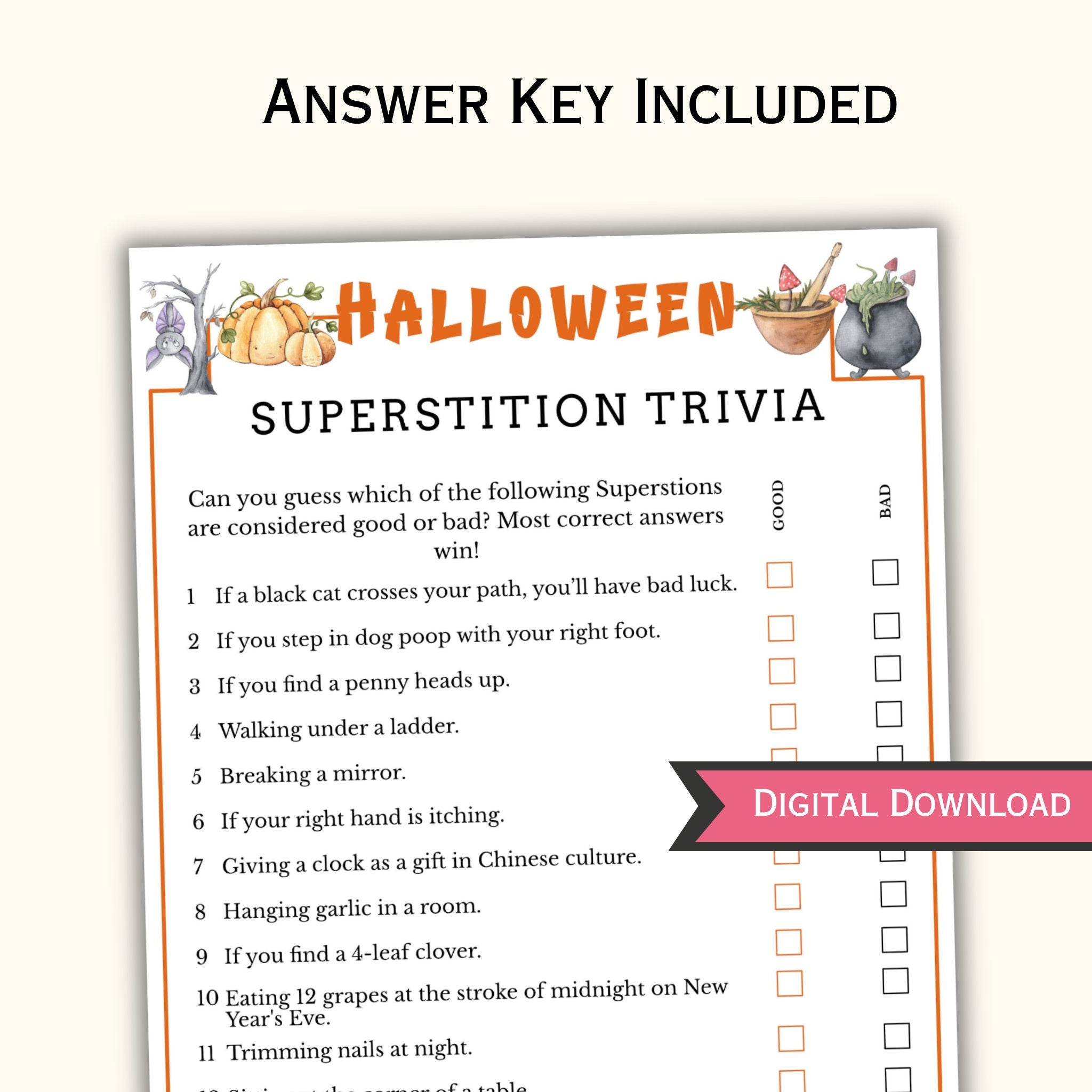 Halloween Superstition Trivia Game