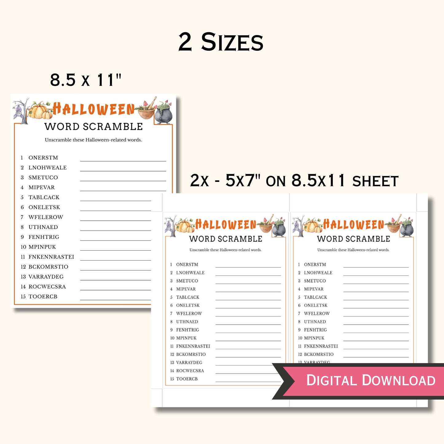 Halloween Word Scramble Game