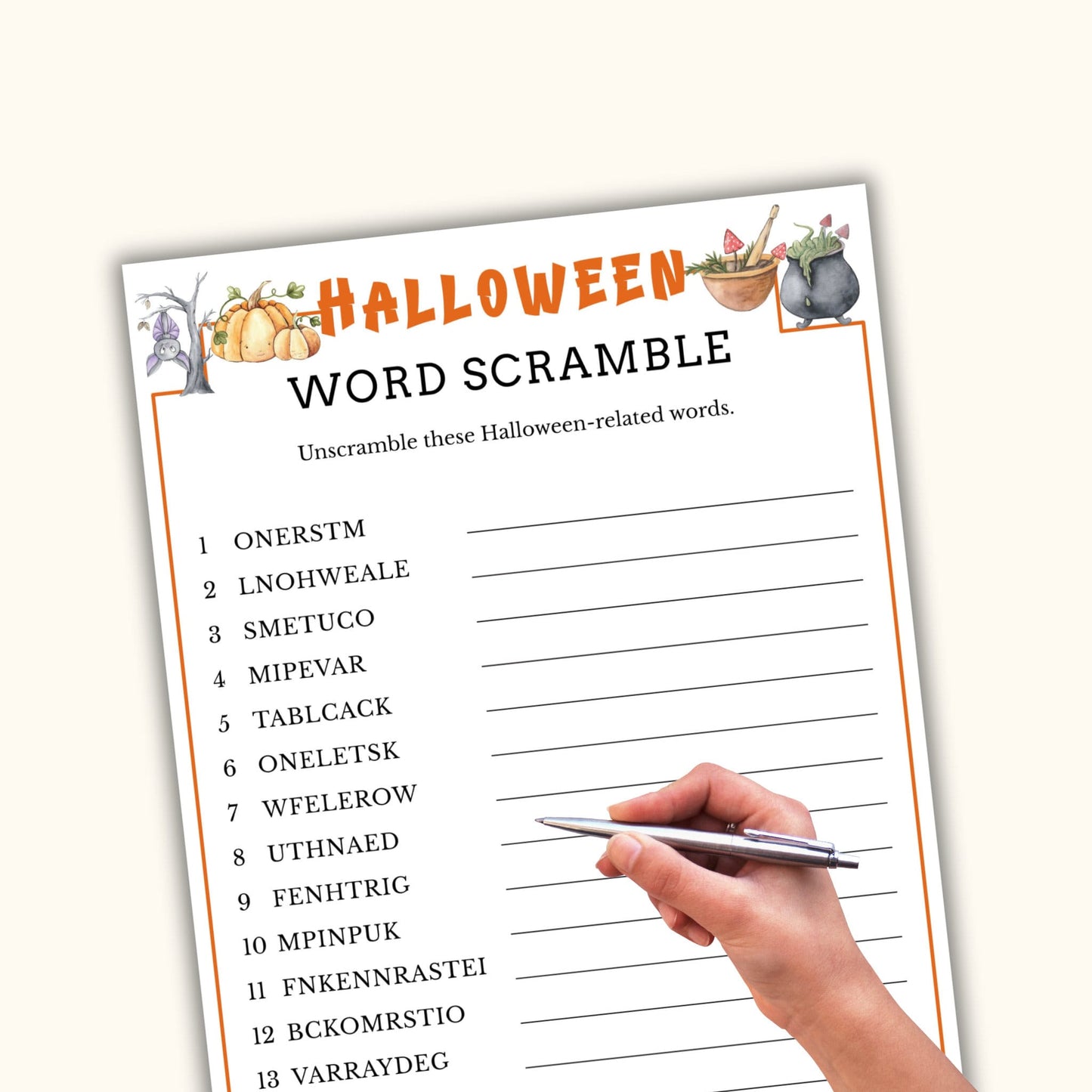 Halloween Word Scramble Game