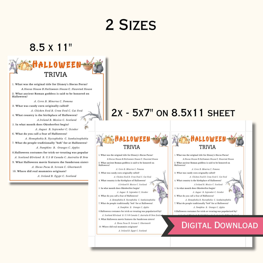 Halloween Trivia Game Printable