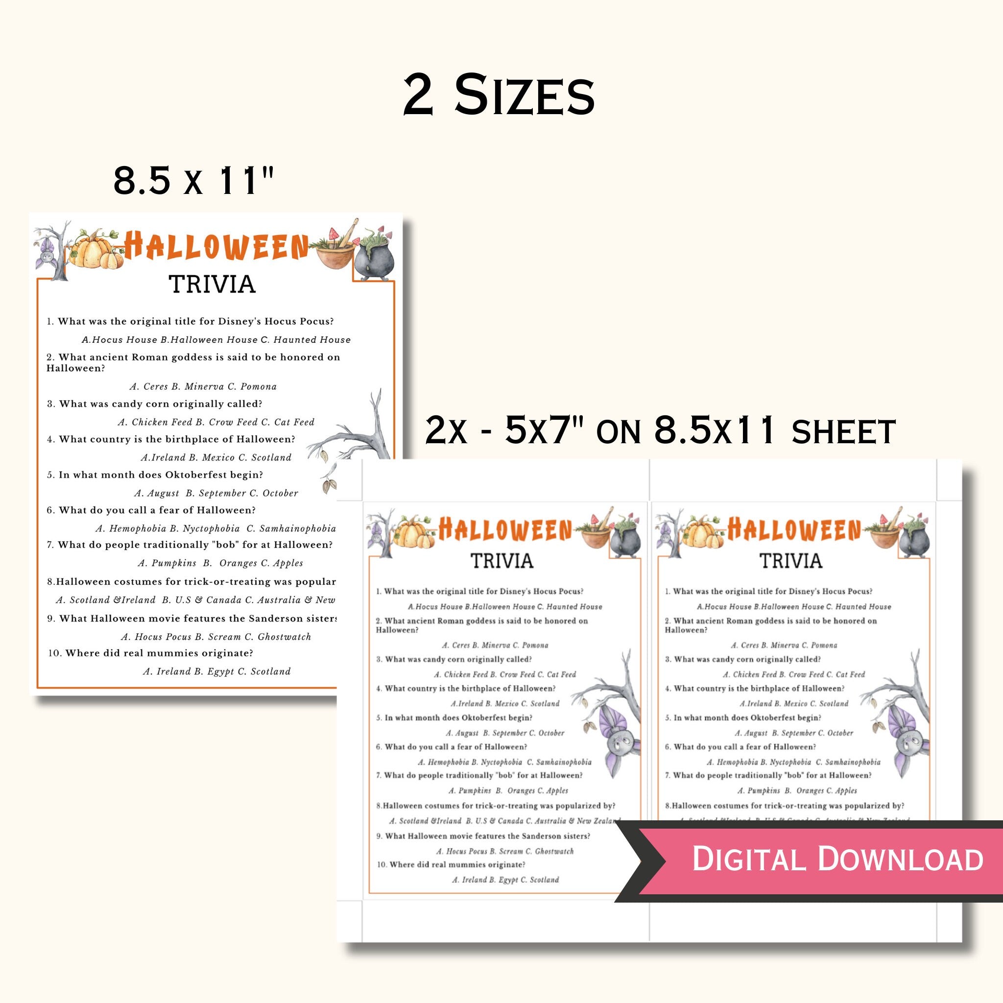 Halloween Trivia Game Printable