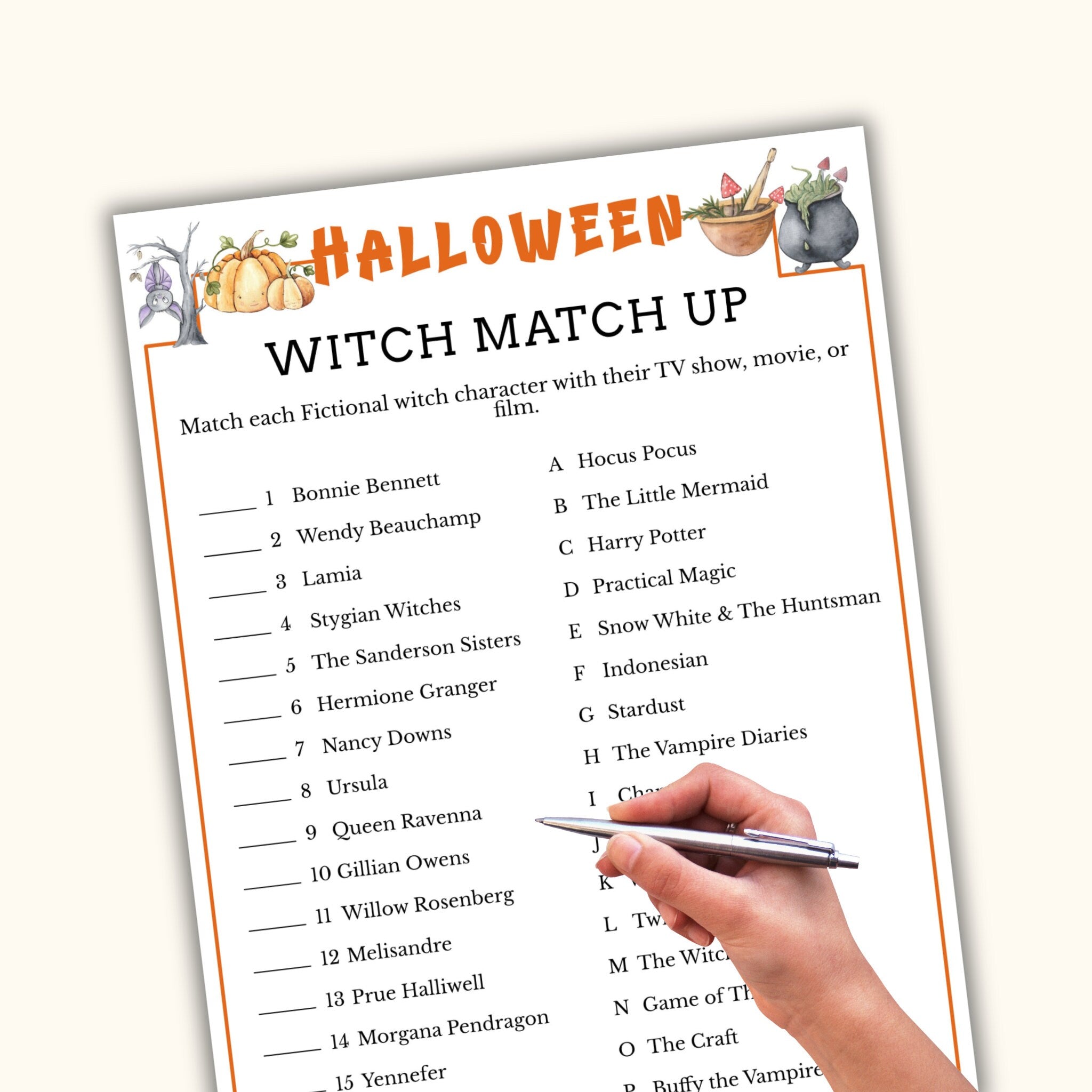 Witch Match Up - Halloween Party Game