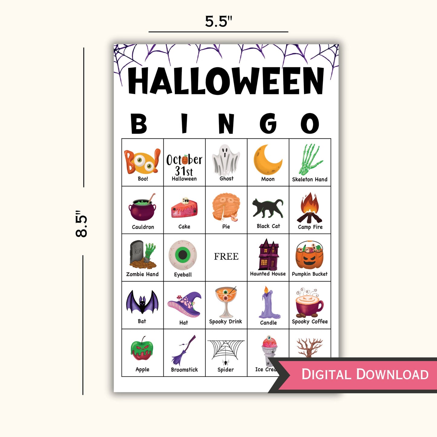 Halloween Bingo Game - 30 Cards