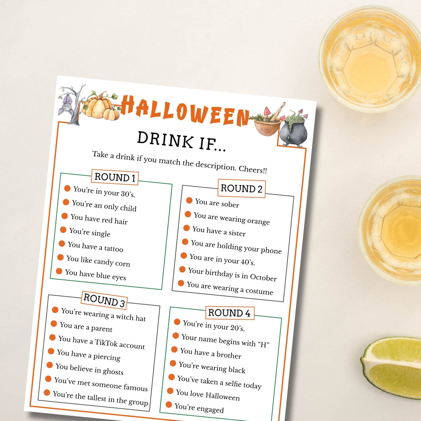 Drink If Game - Halloween Party Game