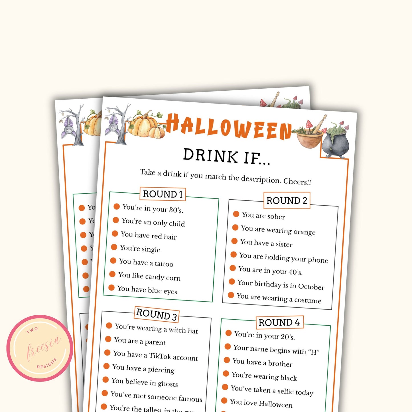 Drink If Game - Halloween Party Game