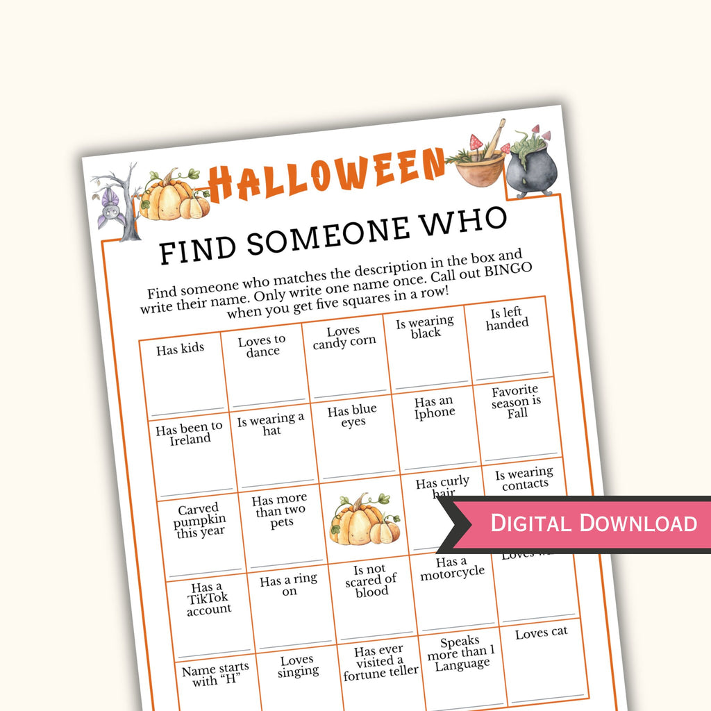 Halloween Find the Guest Bingo - Find Someone Who