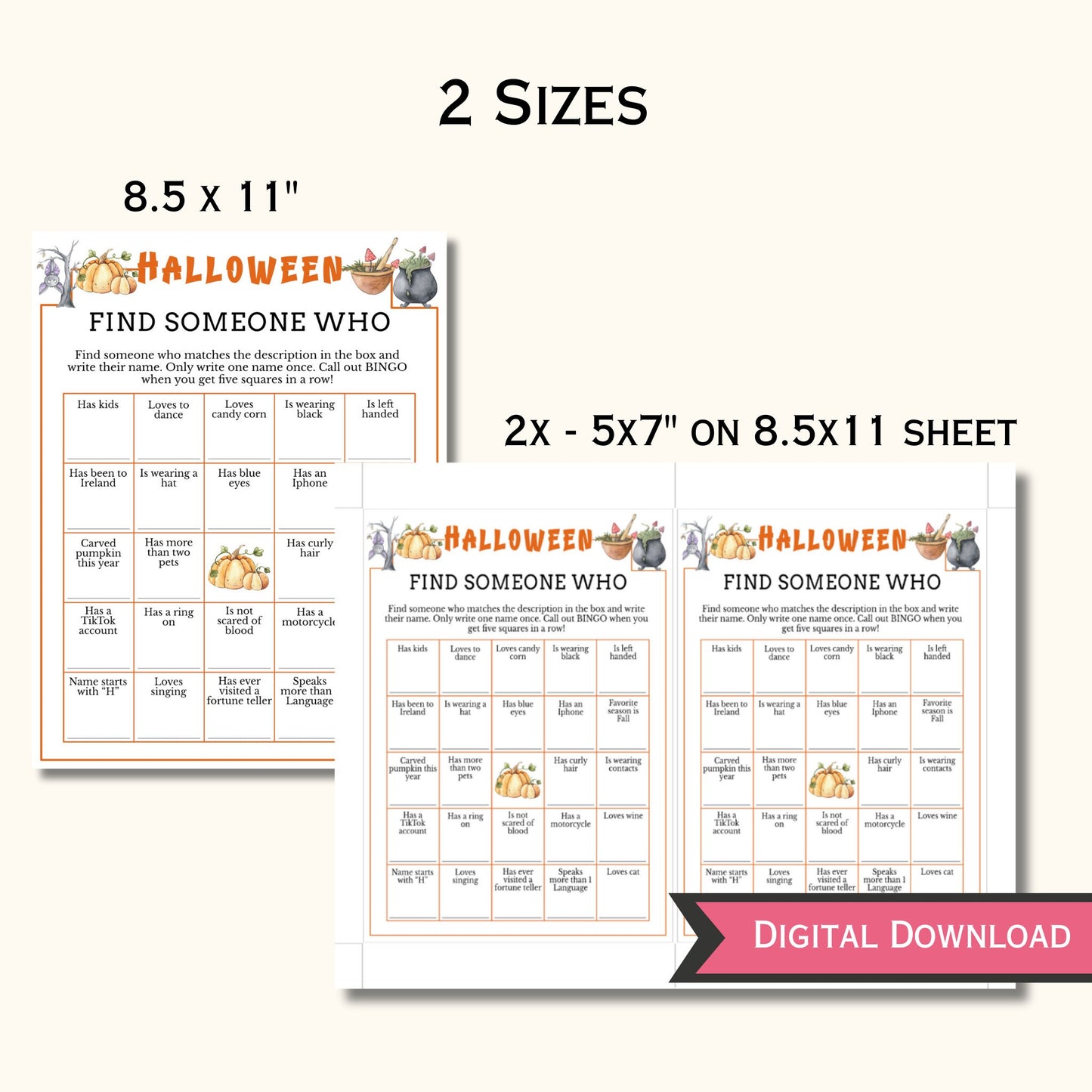 Halloween Find the Guest Bingo - Find Someone Who