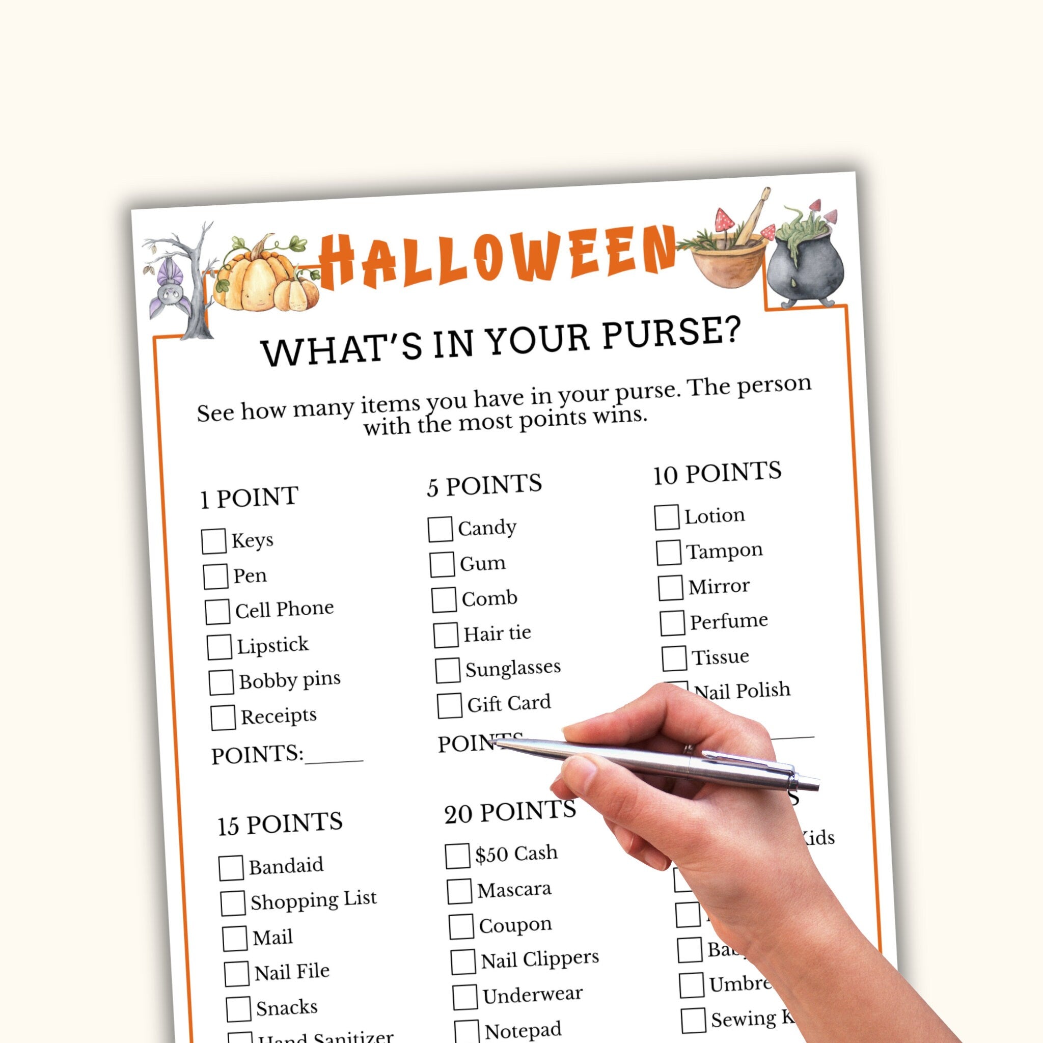 What's in your Purse? Halloween Party Game
