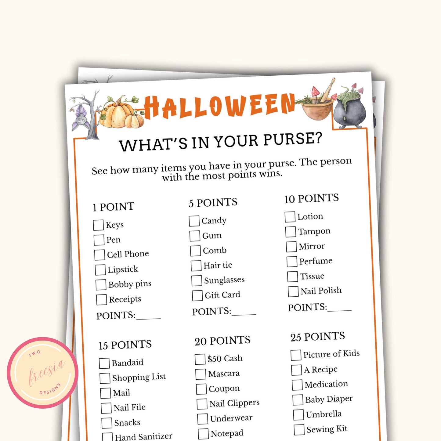 What's in your Purse? Halloween Party Game