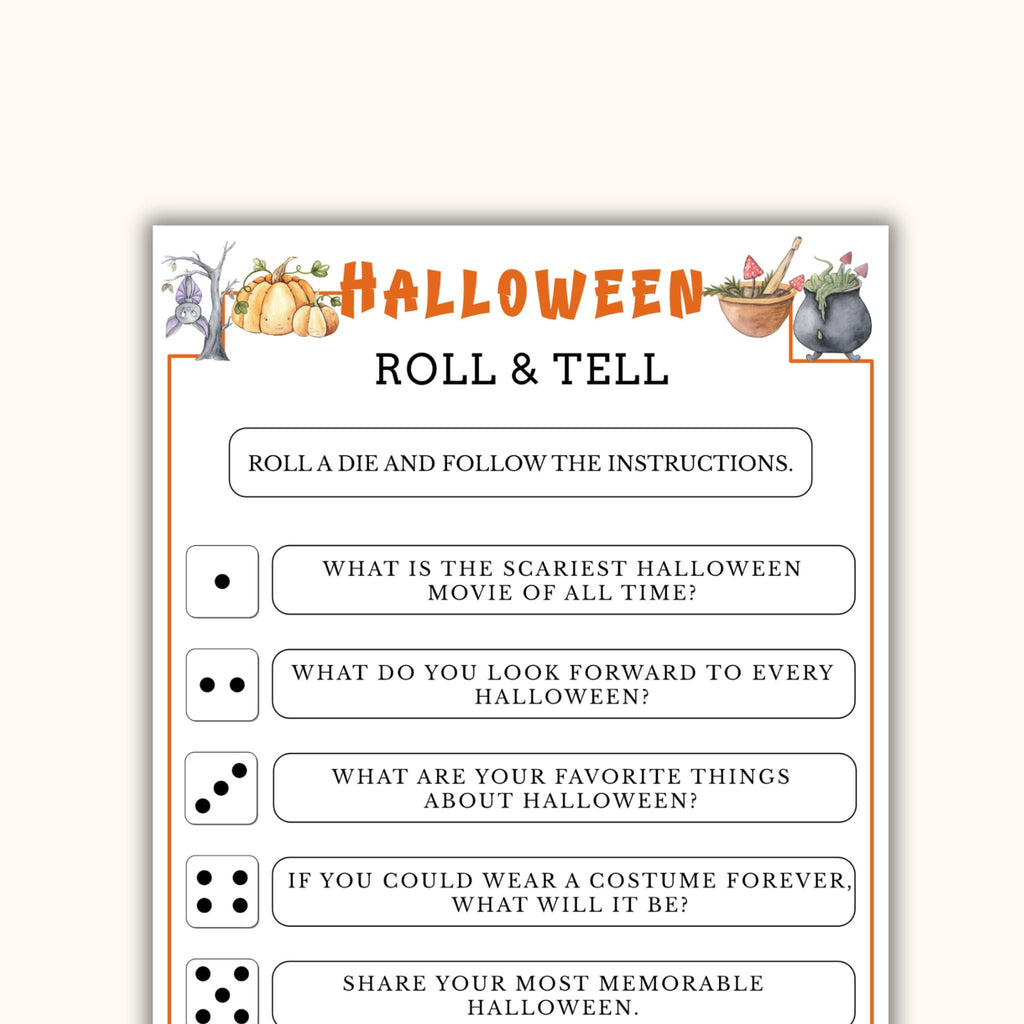 Roll and Tell Halloween Dice Game