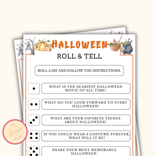 Roll and Tell Halloween Dice Game