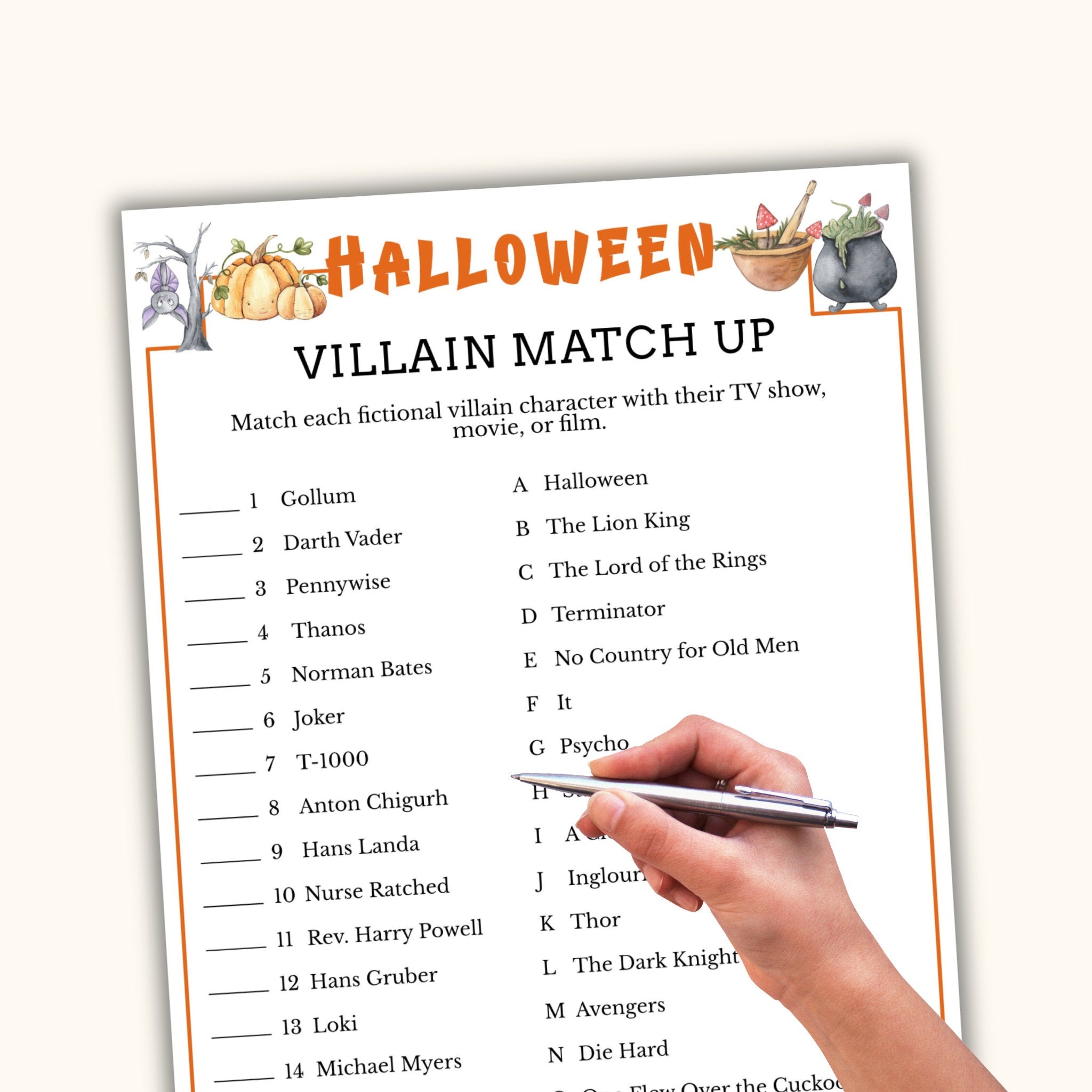 Villain Match Up - Halloween Party Game