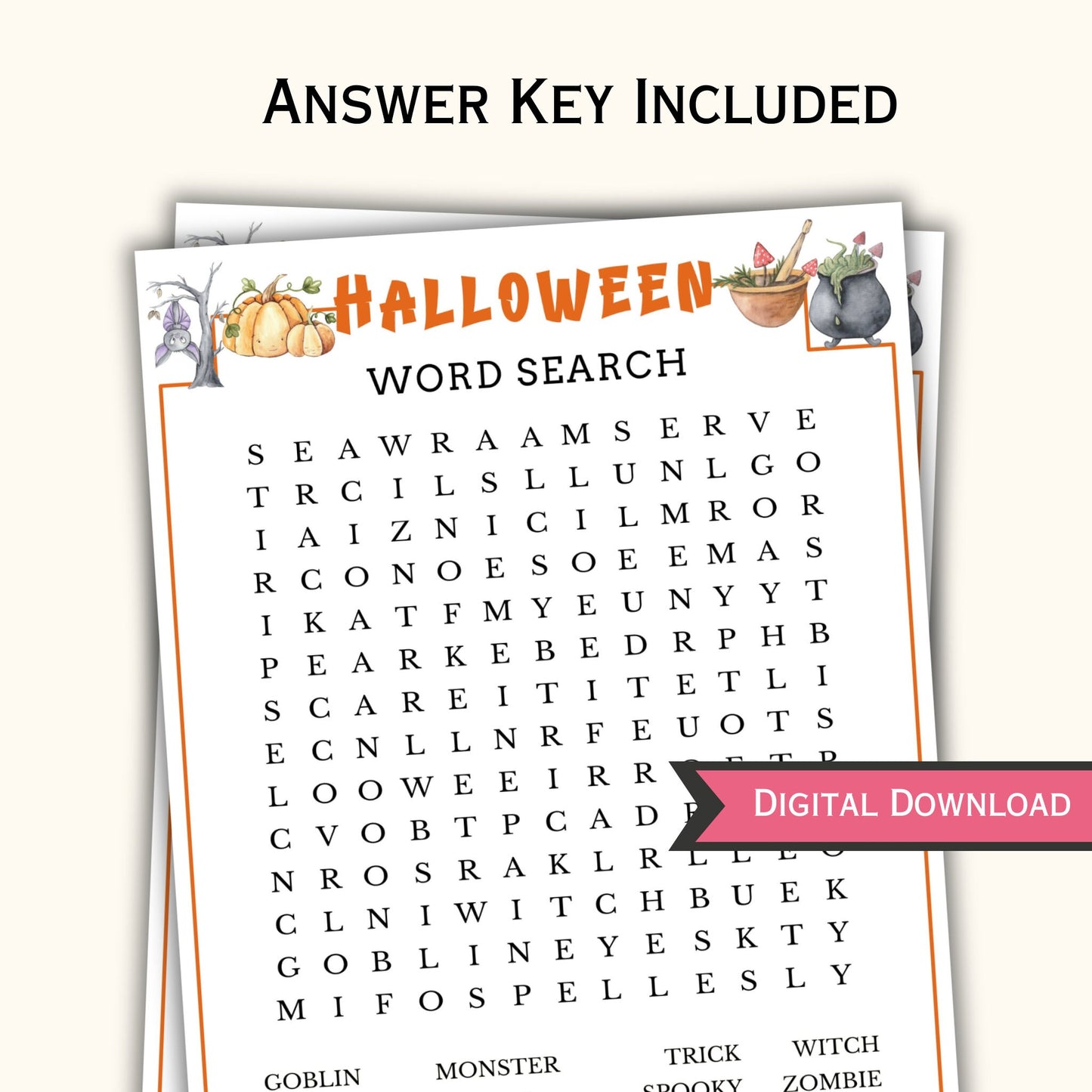 Halloween Word Search Game