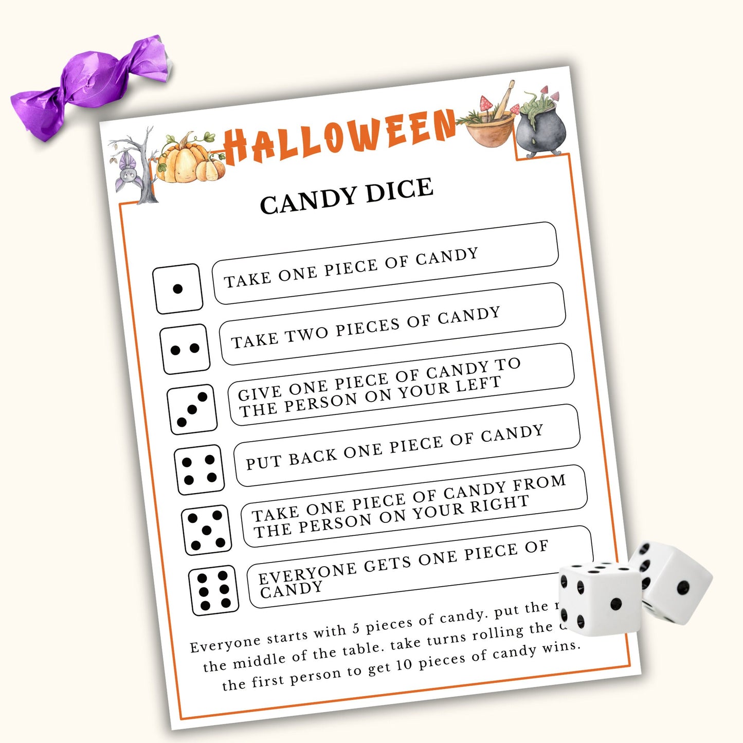 Halloween Candy Dice Game