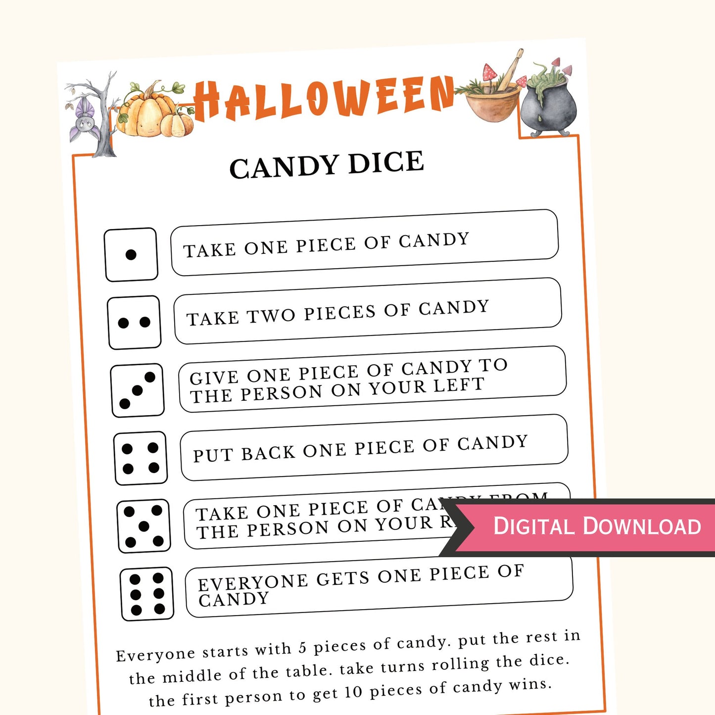 Halloween Candy Dice Game