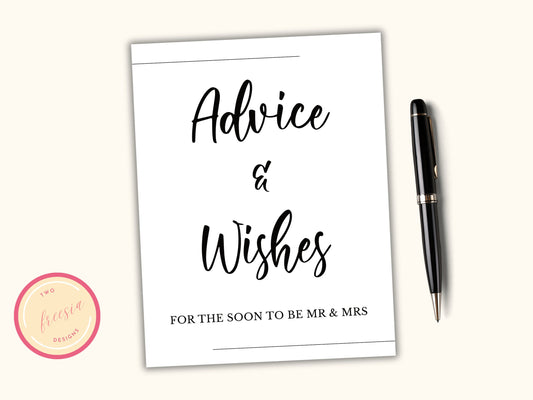 Advice and Wishes Cards & Sign - Bridal Party