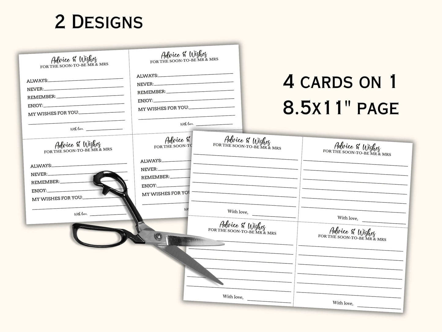 Advice and Wishes Cards & Sign - Bridal Party