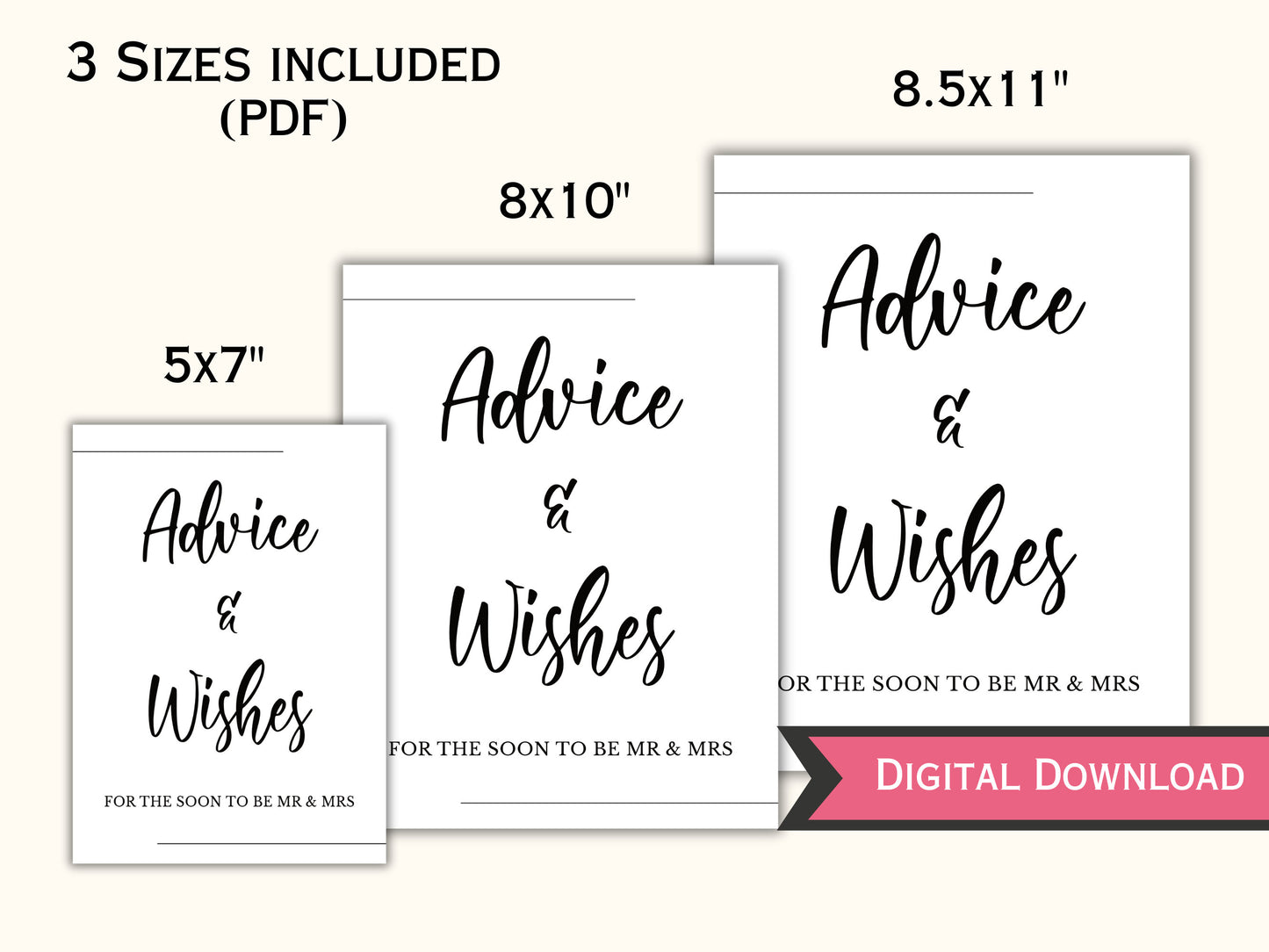 Advice and Wishes Cards & Sign - Bridal Party