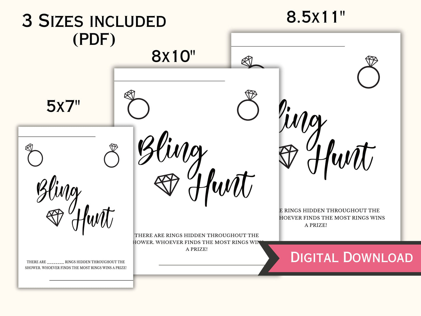 Bridal Shower Game - Bling/Ring Hunt