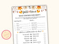 Who knows Her Best - Fall Bridal Shower Party Game