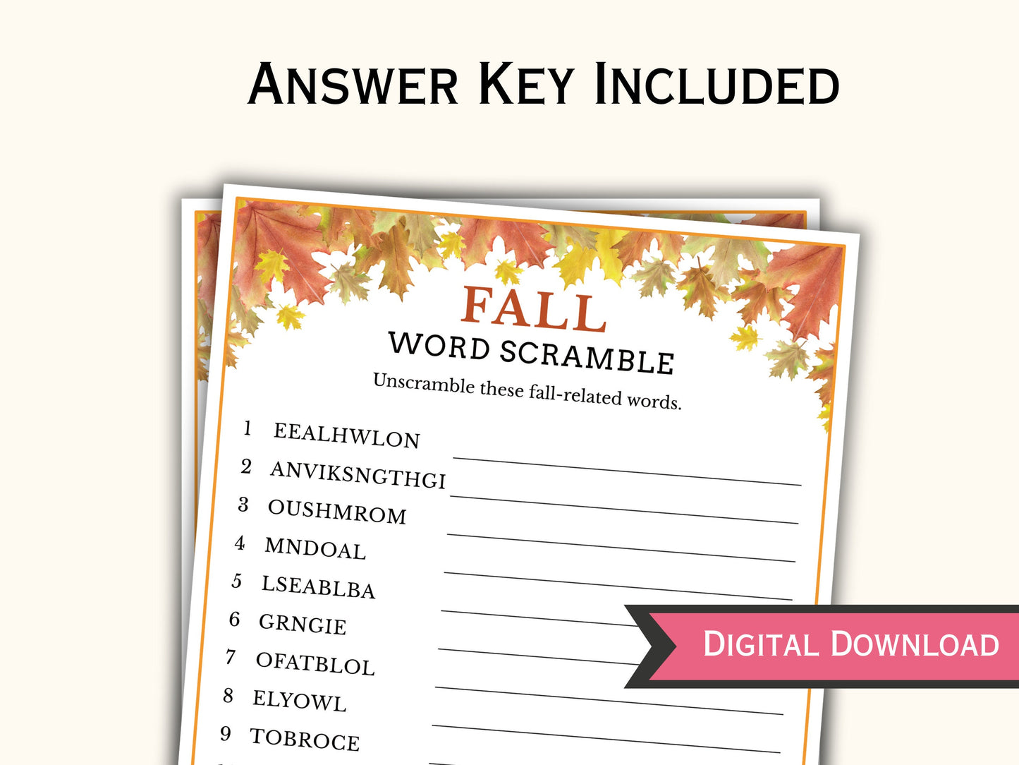 Fall Party Game Bundle - 12 Printable Games