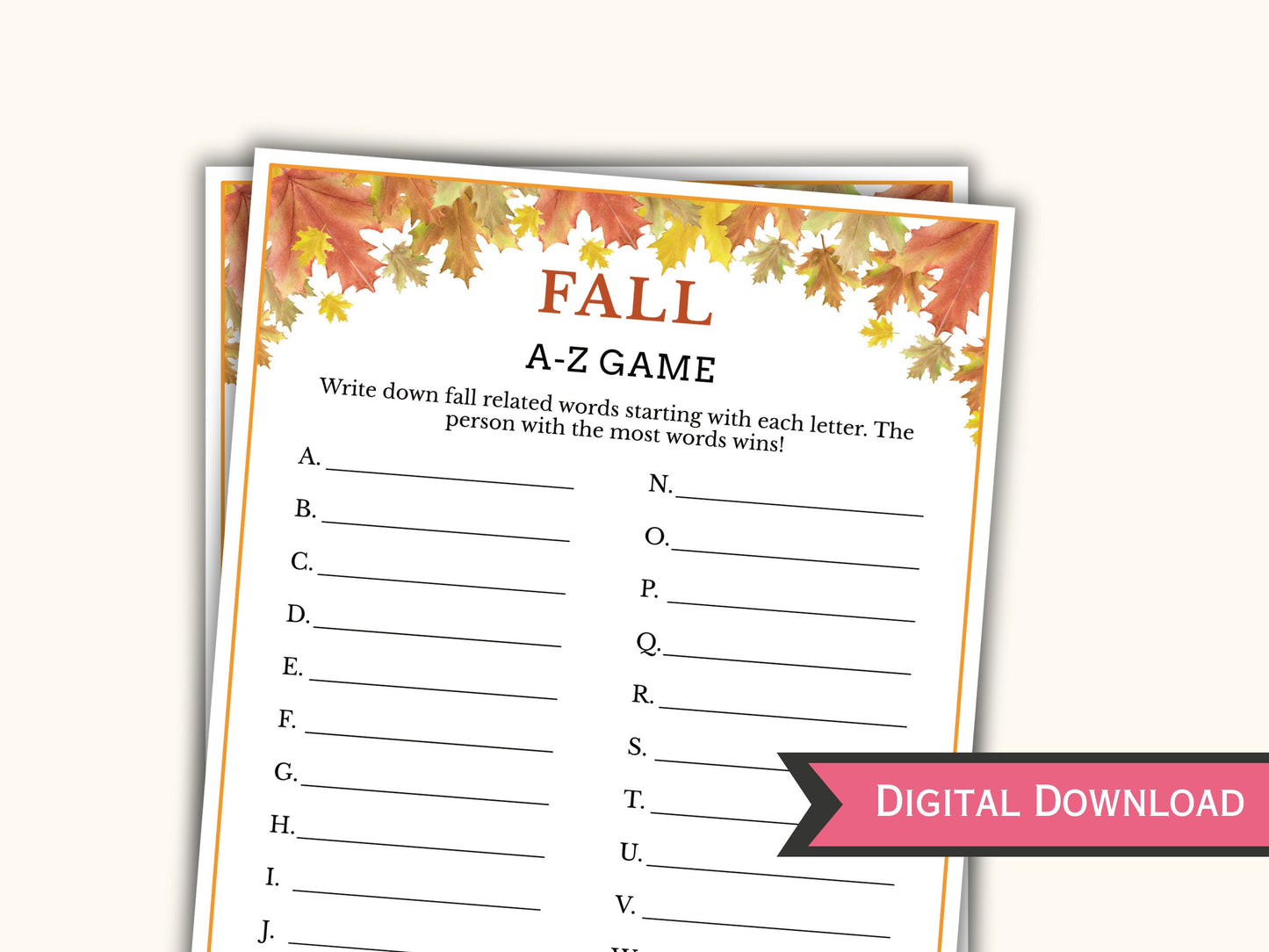 Fall A-Z Word Puzzle Game