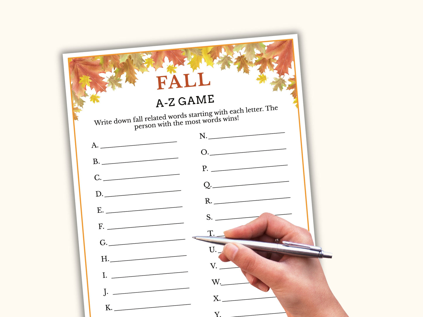 Fall A-Z Word Puzzle Game