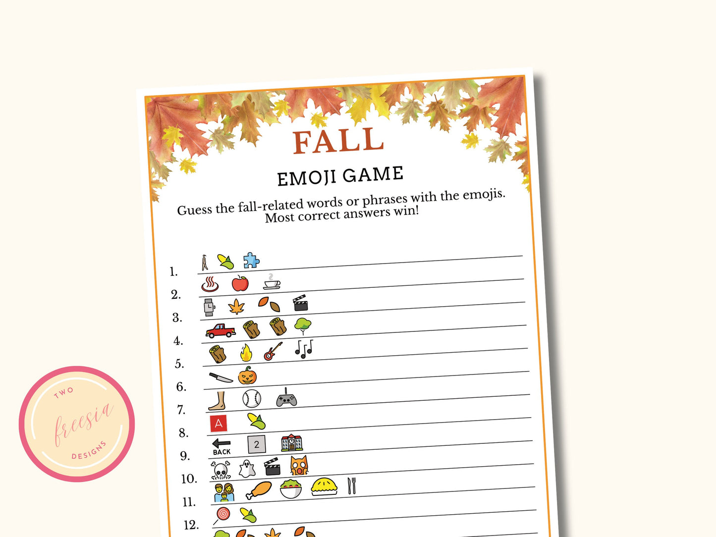 Fall Emoji Game