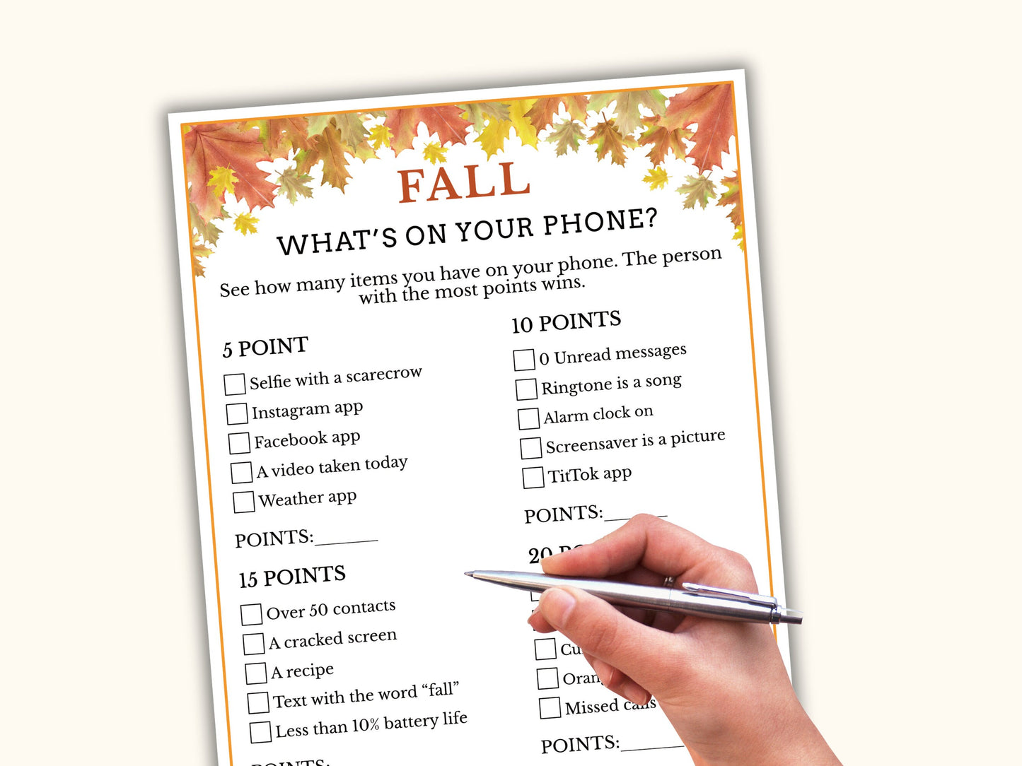 Fall What's on Your Phone Game