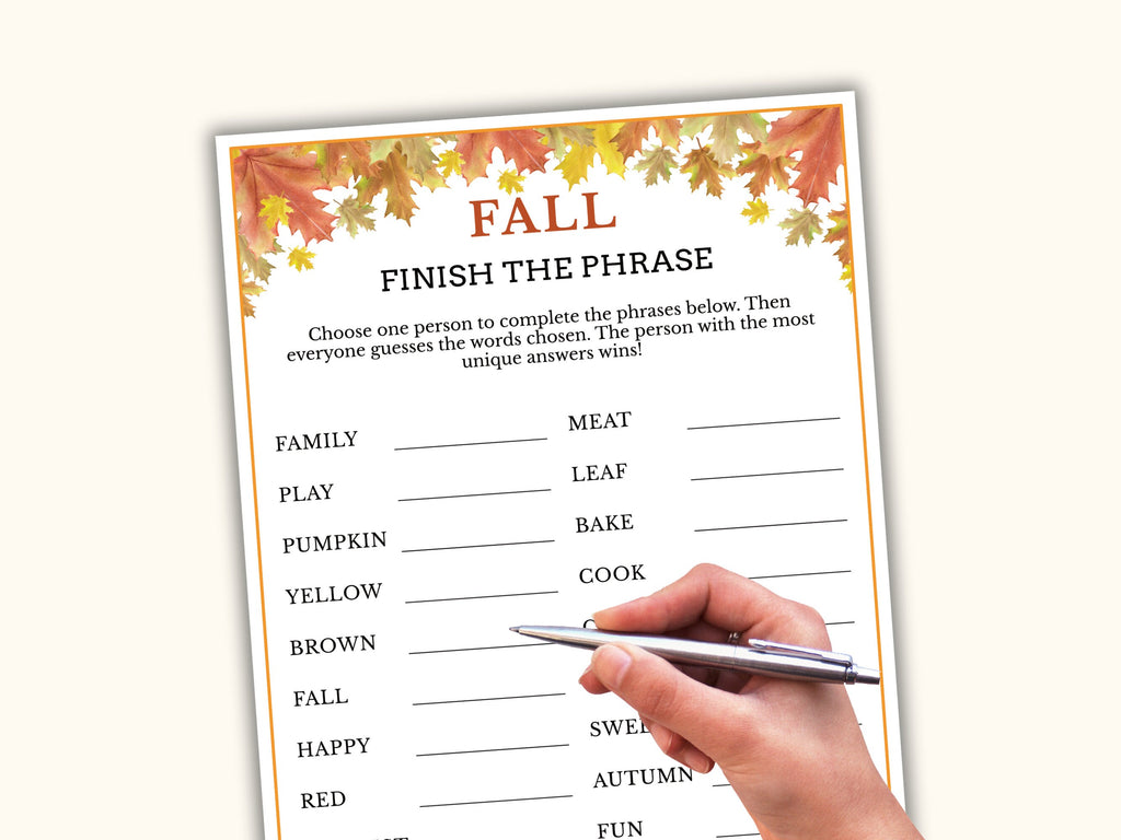 Fall Finish the Phrase (Mind Match) Game