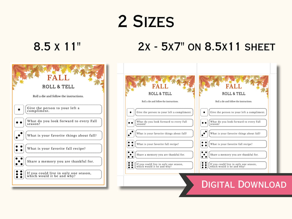 Fall Roll and Tell Dice Game