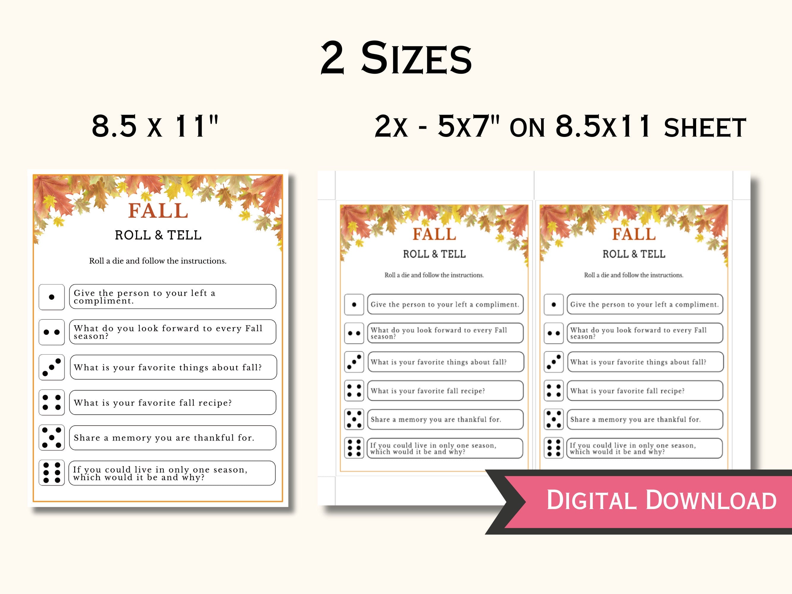 Fall Roll and Tell Dice Game