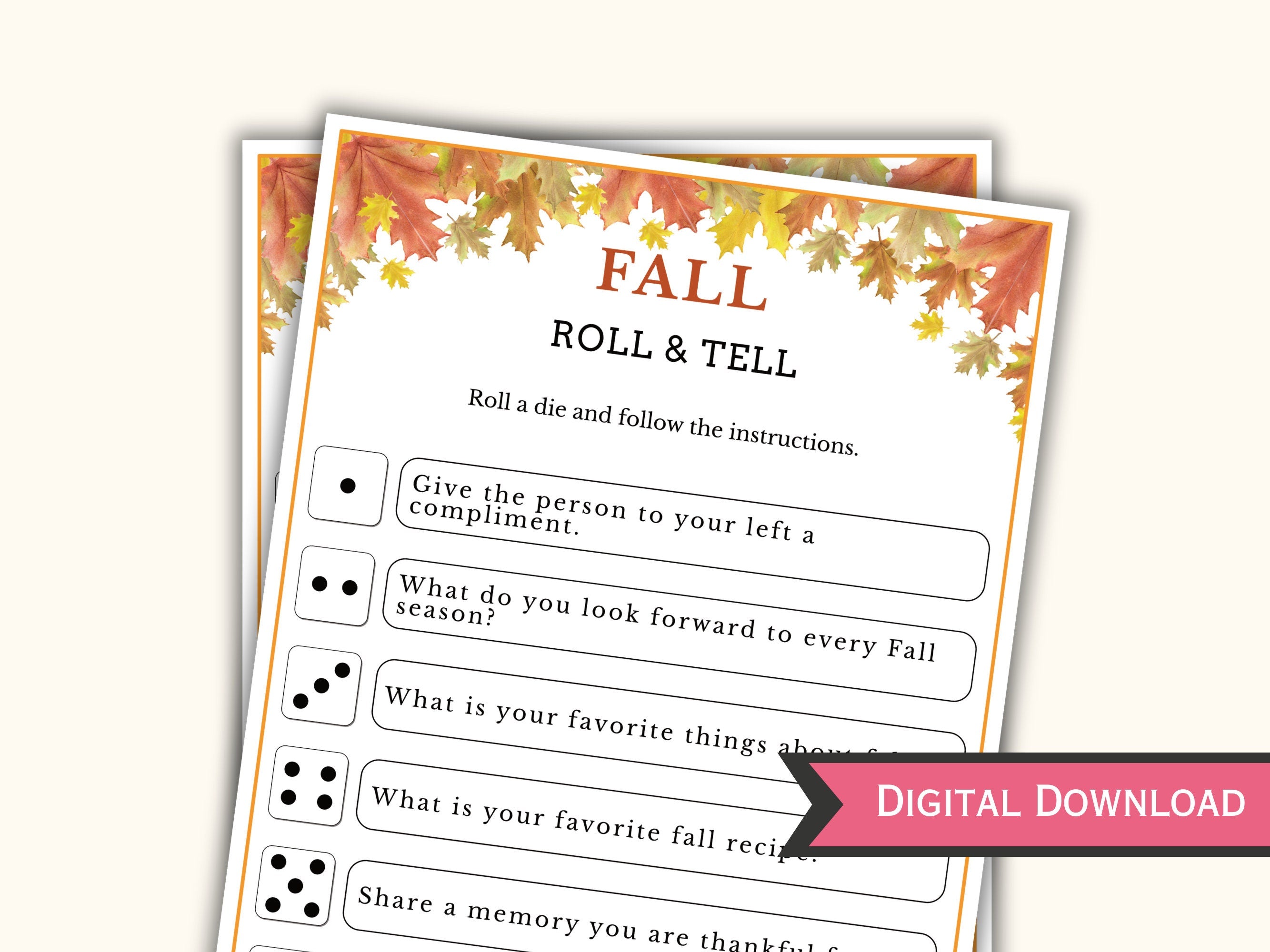 Fall Roll and Tell Dice Game