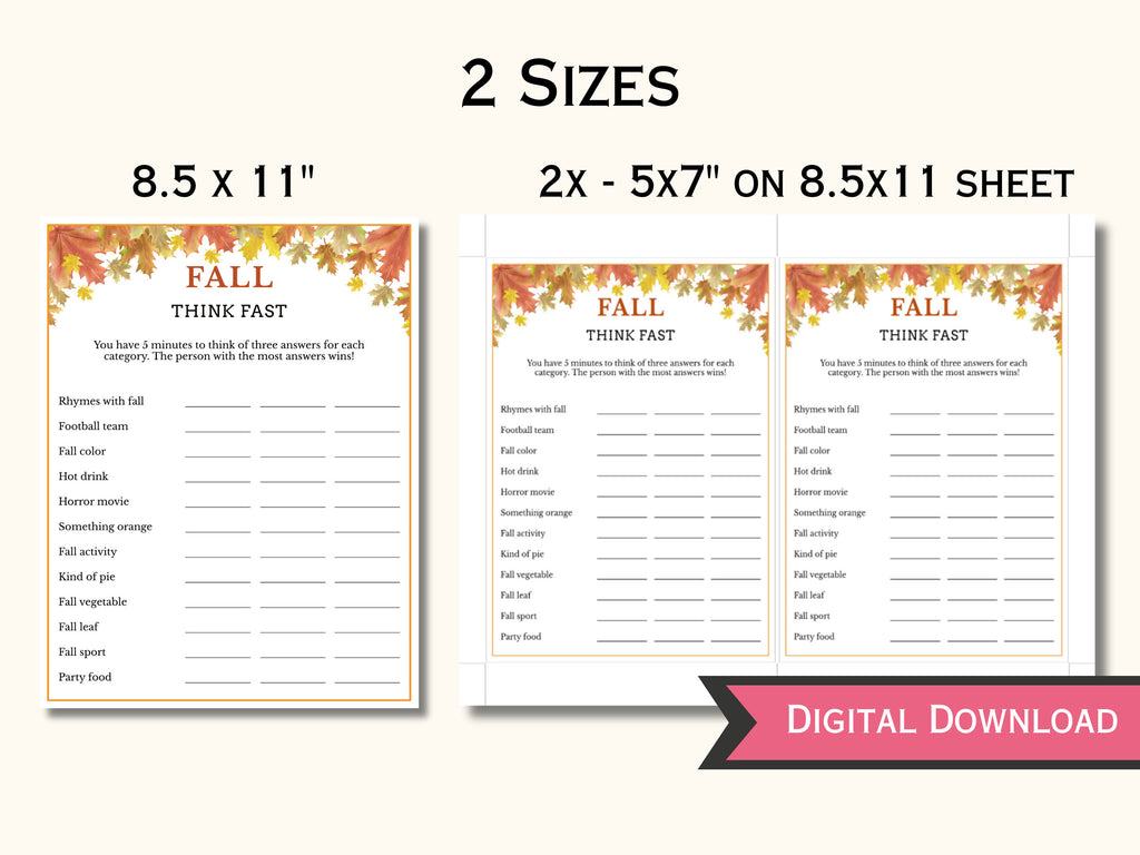 Fall Think Fast Game