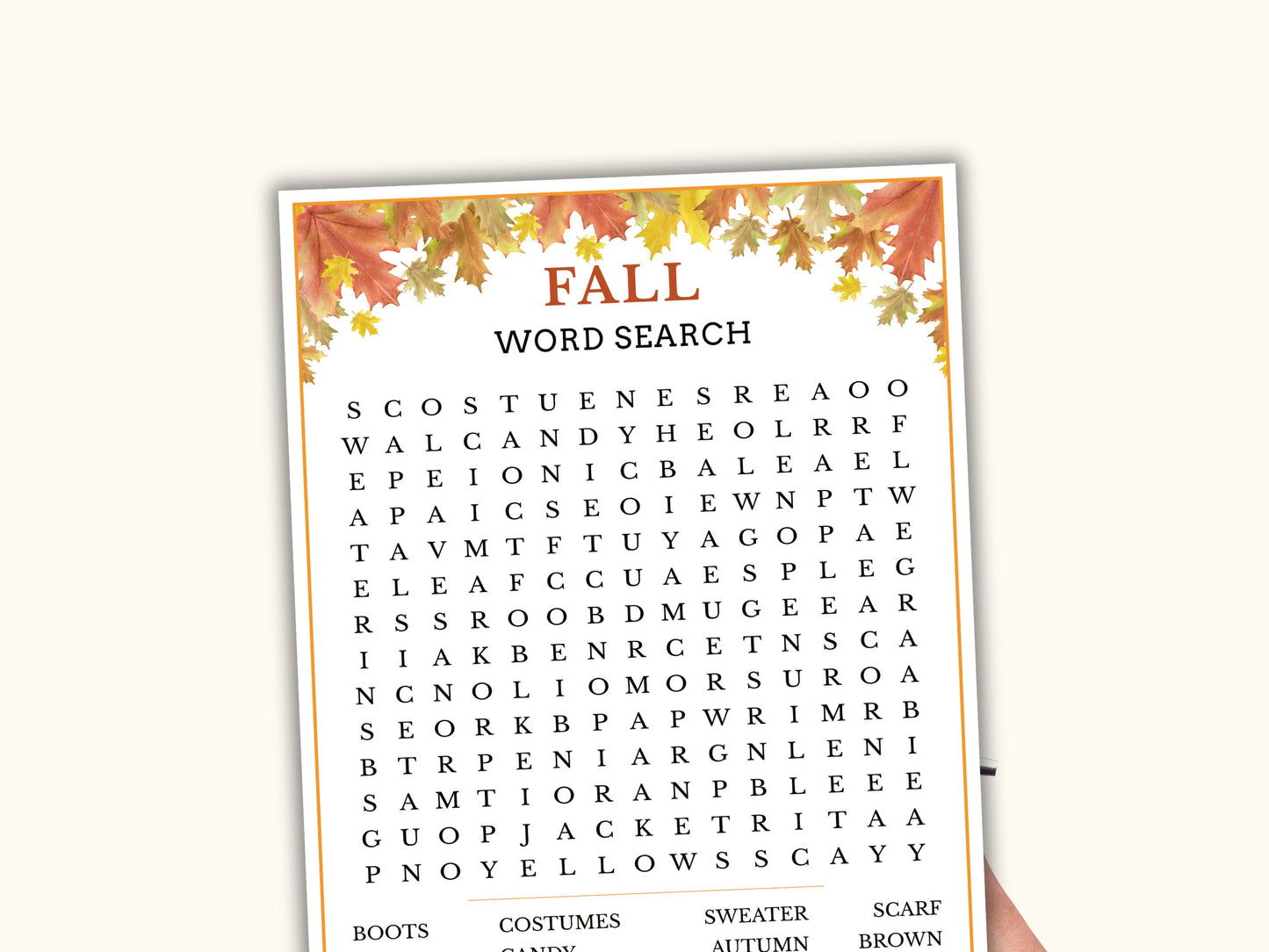 Fall Word Search Game