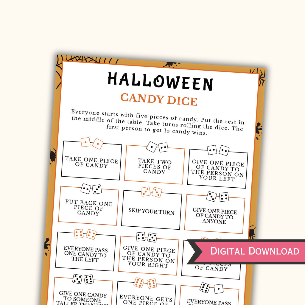 Halloween Candy Dice Game - Printable